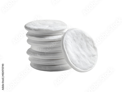 Stack of cotton pads for makeup removal isolated on transparent or white background, png