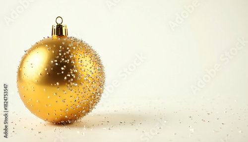 Golden Christmas Ornament with Silver Glitter