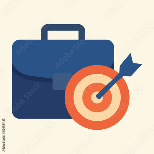 Business Strategy Icon – Briefcase and Target Arrow Vector Illustration