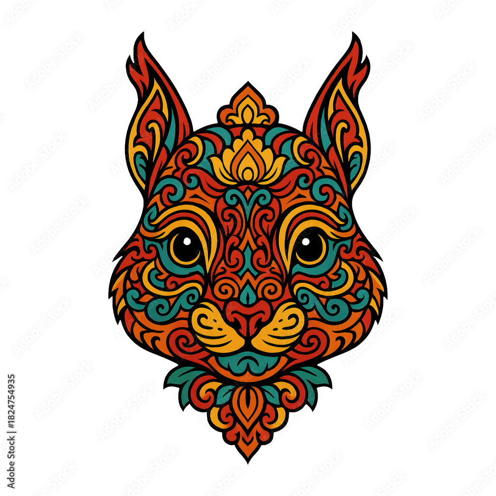 Obraz premium PNG Colorful ornate animal illustration