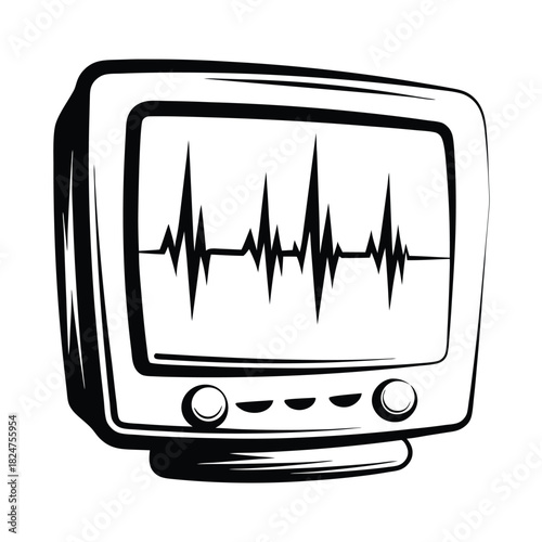 Heartbeat displayed on the medical monitor shows the health of a person now