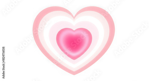 Pink heart tunnel with gradient shades of pink and white on a transparent  background 