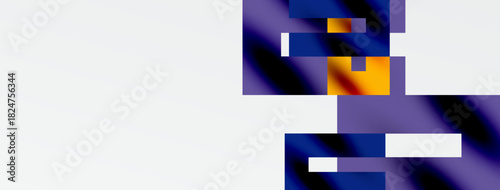 Abstract gradient, purple hues dominate. Orange highlights exist within darker regions. Rectangular shapes present, minimal detail visible.