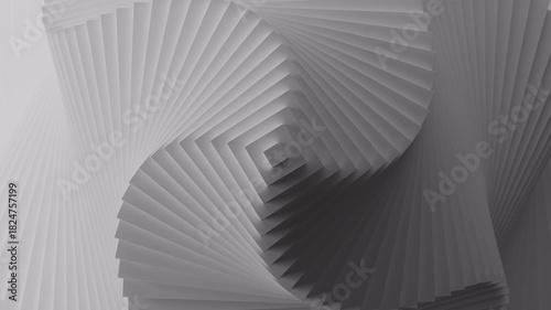 Minimal white repeating rectangle in slow looped rotation. Abstract background in gray color. Modern background for business, event, party, carnival, celebration, anniversary or other. 3D rendering.