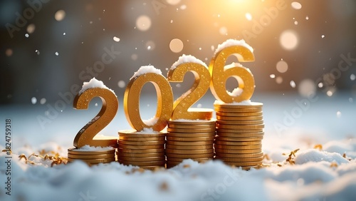 New Year's banner on the theme: Finance and stability in the New Year - Banking. Investment theme
