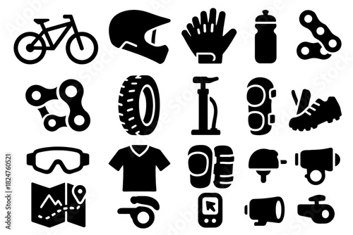Bicycle gear icons: essentials for cycling safety and maintenance