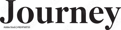 Black serif font word Journey on a white background travel trip