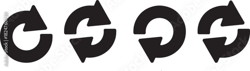 Four black circular arrow icons indicating rotation and refresh reload rotate