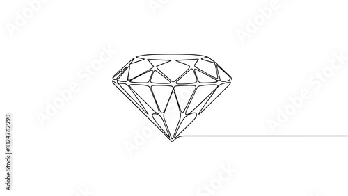 Wireframe diamond illustration in minimalist style on white background  