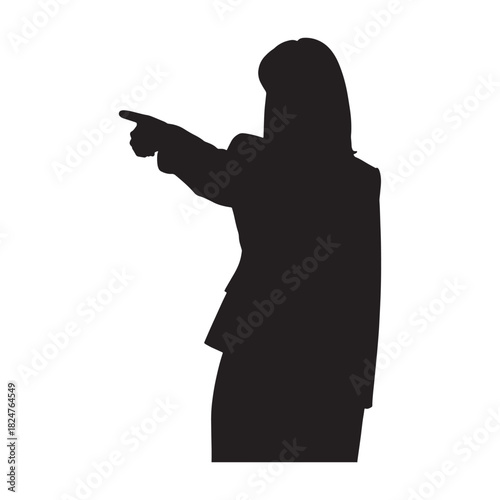 Authoritative businesswoman points commands attention silhouette vector
