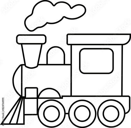 Simple Train Outline Drawing for Kids Vector Illustration Art