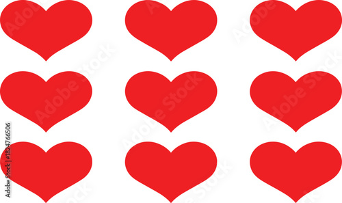 Solid red heart shapes arranged in a grid hearts love