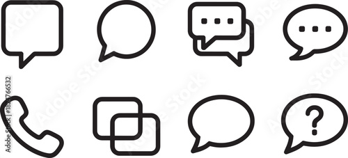Speech bubble and communication icons with white background Keywords: speech bubble, chat, message