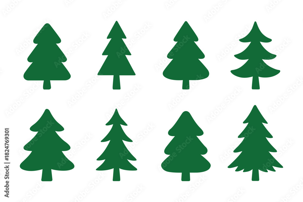 Obraz premium Versatile pine and fir tree silhouette vector pack for print and christmas holiday decoration.