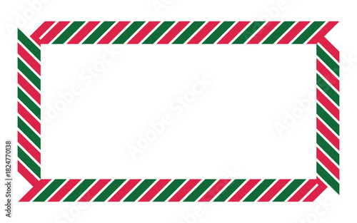 Christmas themed rectangular frame with striped border design