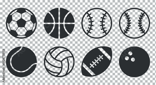 Set of various sports balls icon vector illustration