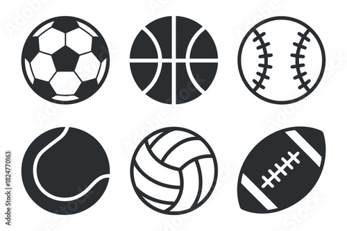 Set of Various sports balls icon design on white background