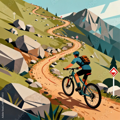 Mountain Biking Trail Through Rocky Terrain