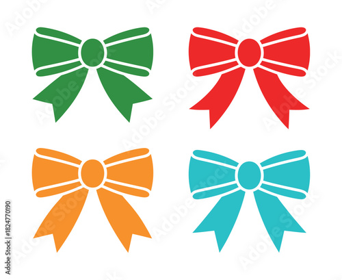 Collection of colorful gift bows isolated on white background