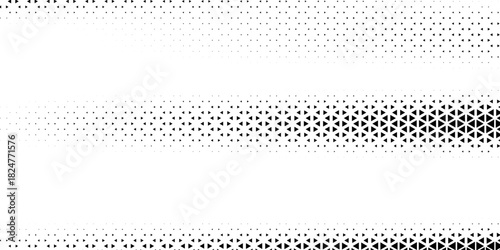 Triangular Halftone Texture Retro wave Vector Geometric Technology Abstract Background. Half Tone Triangles Retro Colored Pattern. Minimal 80s Style Dynamic Tech Structure Wallpaper. Vector