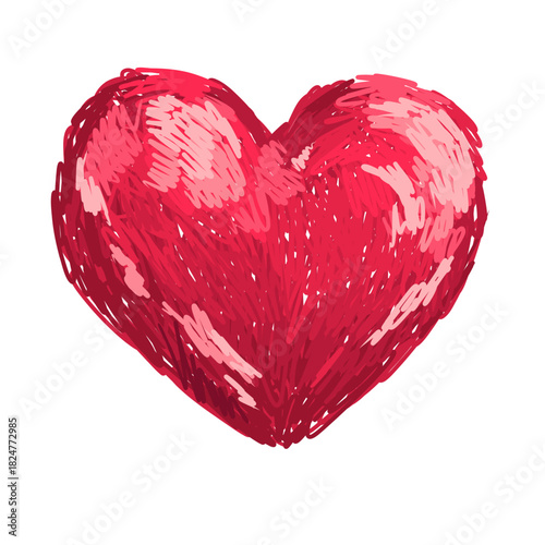 Artistic vector heart. Love symbol, hand painted colorful heart