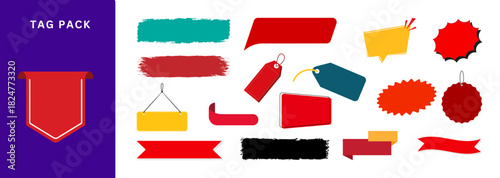 Tag Icons Pack, product label visuals, price tag symbols, discount sticker illustrations, identification label graphics for stores, ecommerce, packaging, offers, and product categorization