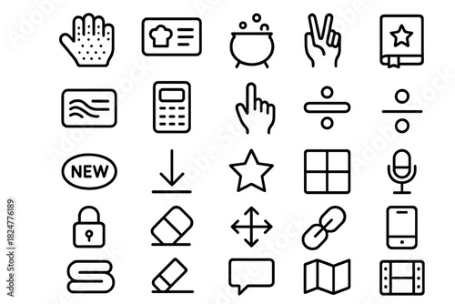 Minimalist line icons set for user interface design, web applications, symbols, and gestures