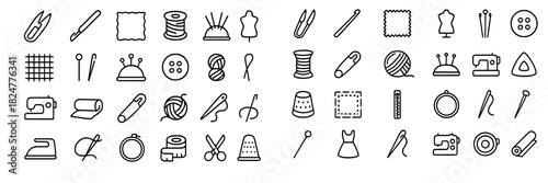 Tailoring and sewing equipment set including needles, thread, scissors, and measuring tape