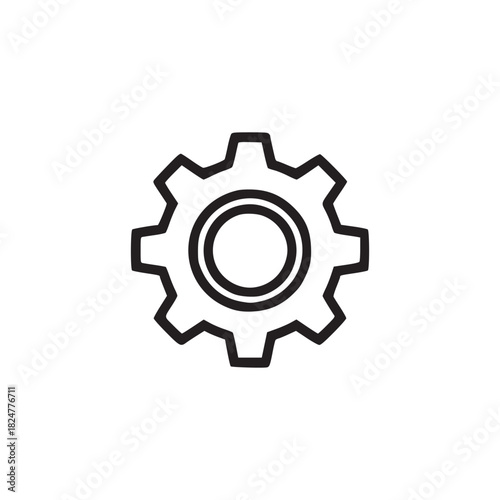 Isolated gear icon with a simple design on a white background in a minimalist style illustration