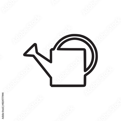 Isolated watering can icon with black outline on a white background in a simple vector style image