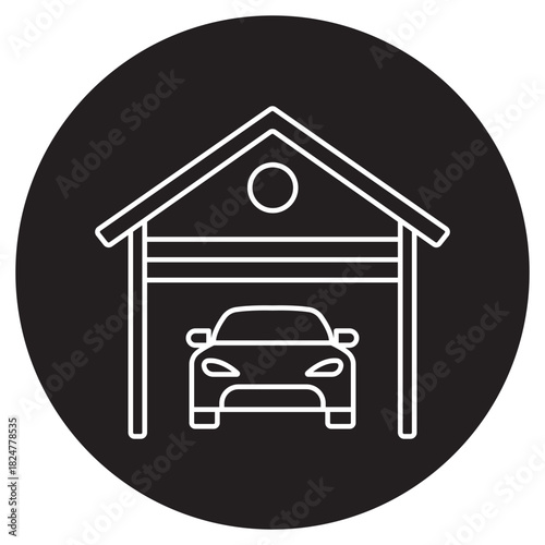 Garage Icon, Vehicle Garage, Car Parking Space, Auto Workshop, Storage Garage, ilustration, vector