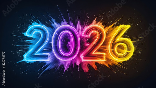 Vibrant 2026 Energy Explosion – Abstract Colorful New Year Digital Art