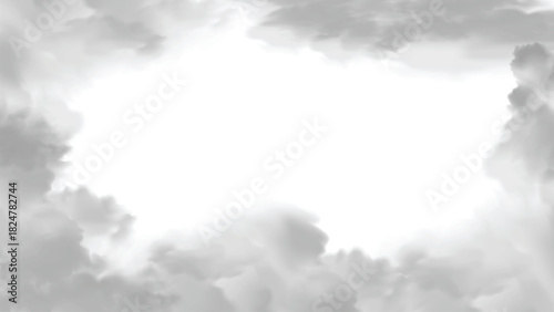 Grey realistic smoke border effect abstract cloudscape fog overlay