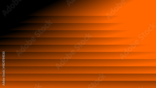 Horizontal Orange Panels: Abstract 3D Stripes with Smooth Light Gradient | Modern Sunset Blinds: Geometric Background with Gradual Orange Color Shift | Dynamic Layered Texture: Warm Shades Creating De