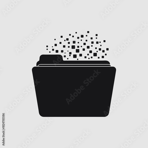 Electronic folder with files in flat style, digital document storage and organization concept