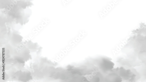 Realistic fog grey soft cloudscape isolated overlay on transparent background