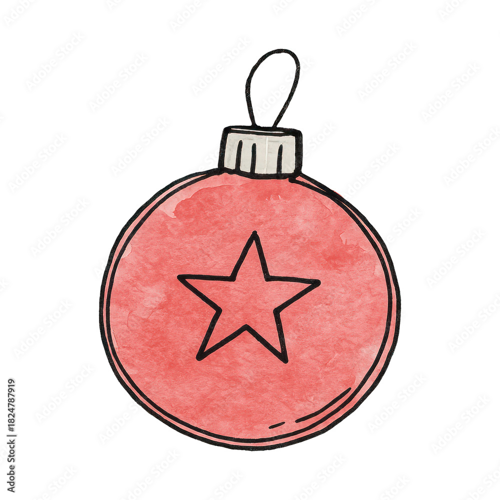 Obraz premium PNG Red star Christmas ornament illustration.