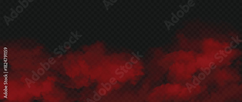 Realistic smooth red swirling smoke layout on transparent background