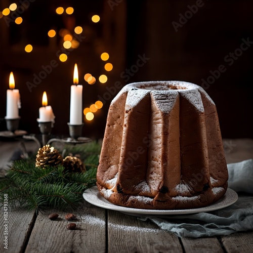 Weihnachtsbäckerei.Panettone und Pandoro.Italienische Weihnachtskuchen