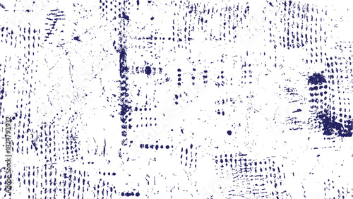 Distressed textured pattern in dark blue and white abstract background