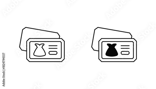 Fashion Show Ticket Oitline Icon Design Stock With White Background