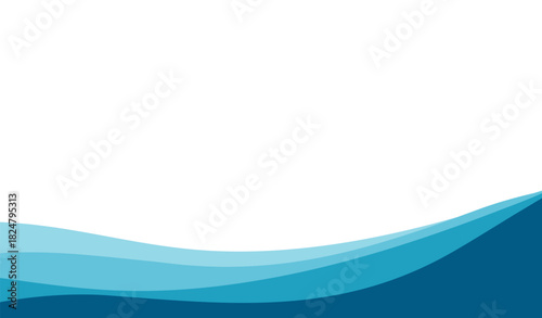 Ocean waves form abstract pattern. Blue wallpaper with smooth wavy lines and translucent shapes ideal for summer posters and. Vector illustration isolated on white.