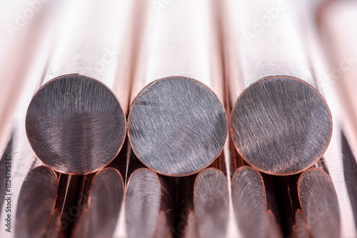 Structure of copper-coated steel rods, close-up cross-section, metallurgical industry products