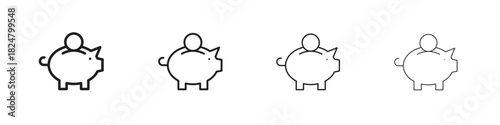 Piggy bank icons vector logo illustration simple design. Web UI design.