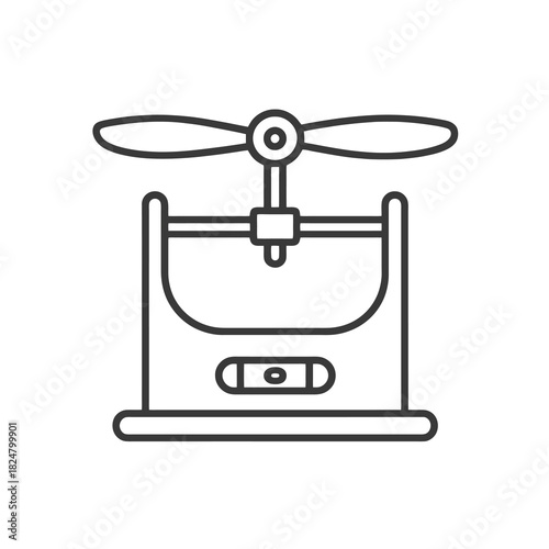 Fine line propeller balancing icon symbolizing aerodynamic adjustment and UAV performance tuning, ideal for drone repair visuals, flight engineering and precision maintenance tools
