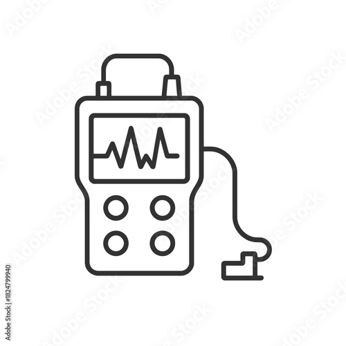 Fine line ultrasonic flaw detector icon symbolizing non-destructive testing and structural integrity inspection, ideal for industrial diagnostics, engineering safety checks and material evaluation too