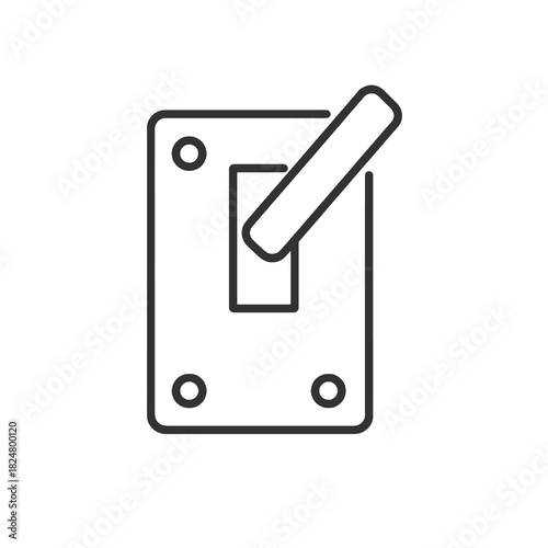 Fine line circuit breaker icon symbolizing electrical safety and overload protection, ideal for industrial diagrams, power system visuals and engineering schematics
