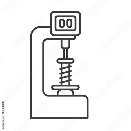 Fine line hardness tester icon symbolizing material resistance evaluation and industrial quality testing, ideal for manufacturing visuals, engineering labs and performance analysis tools