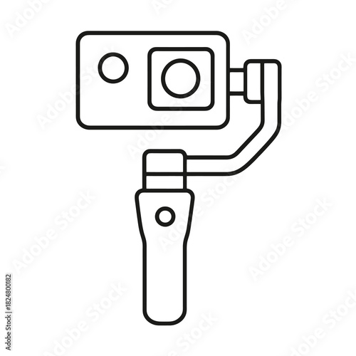 Fine line gimbal stabilizer icon symbolizing stabilized camera motion and professional video production, ideal for filmmaking visuals, content creation tools and media technology