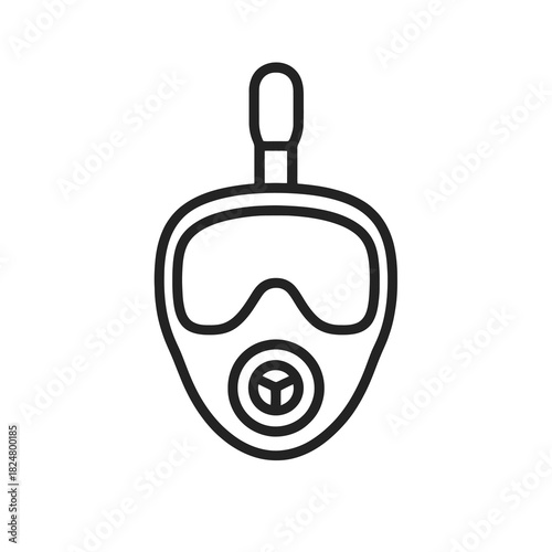 Fine line diving mask icon symbolizing underwater exploration and professional diving gear, ideal for marine activity visuals, water safety tools and adventure equipment